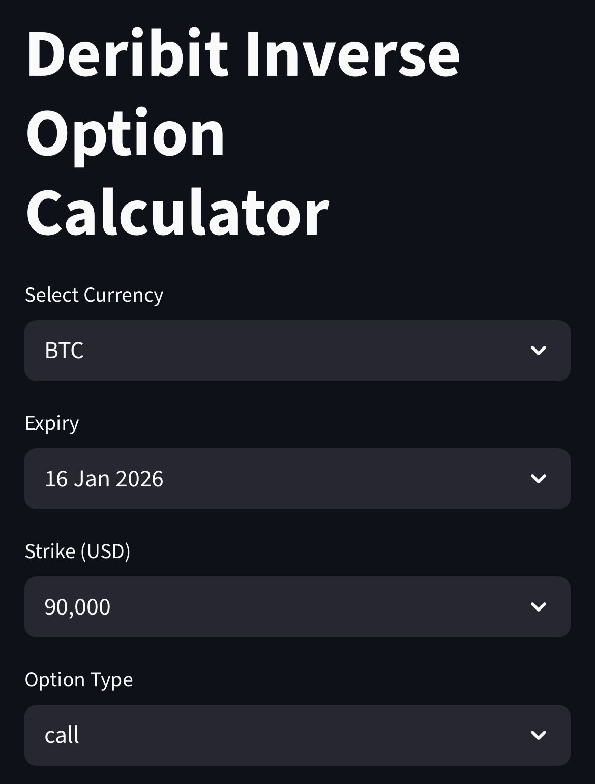 Inverse Option Calculator